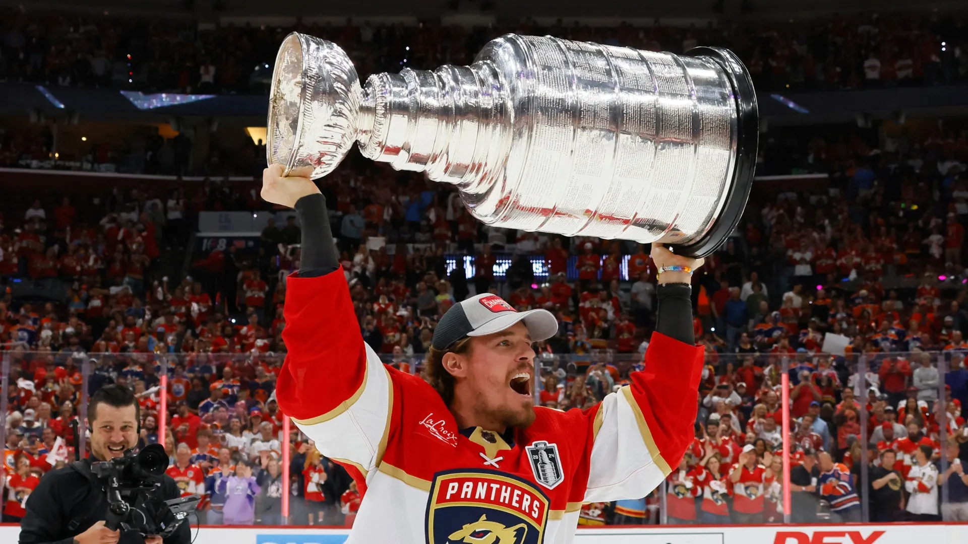 Nick Cousins hoists the Stanley Cup