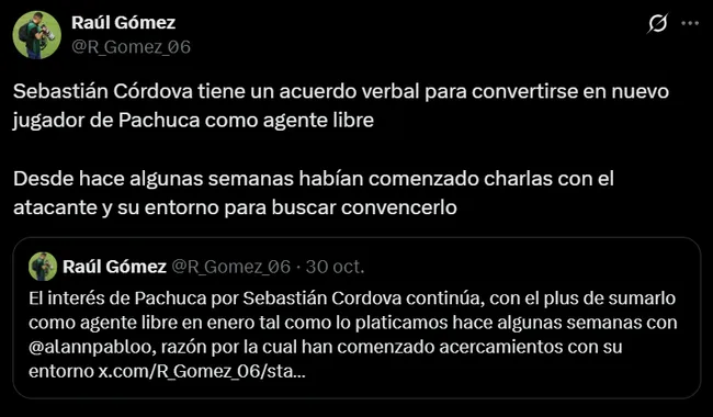 Captura de Raúl Gómez en X