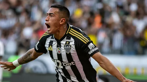 Cuello jogador do Atletico-MG comemora seu gol durante partida contra o Botafogo no estadio Mineirao pelo campeonato Brasileiro A 2025.