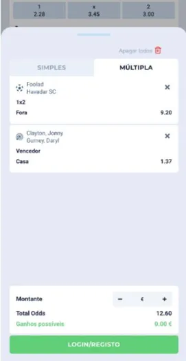 Boletim de apostas na App Casino Portugal