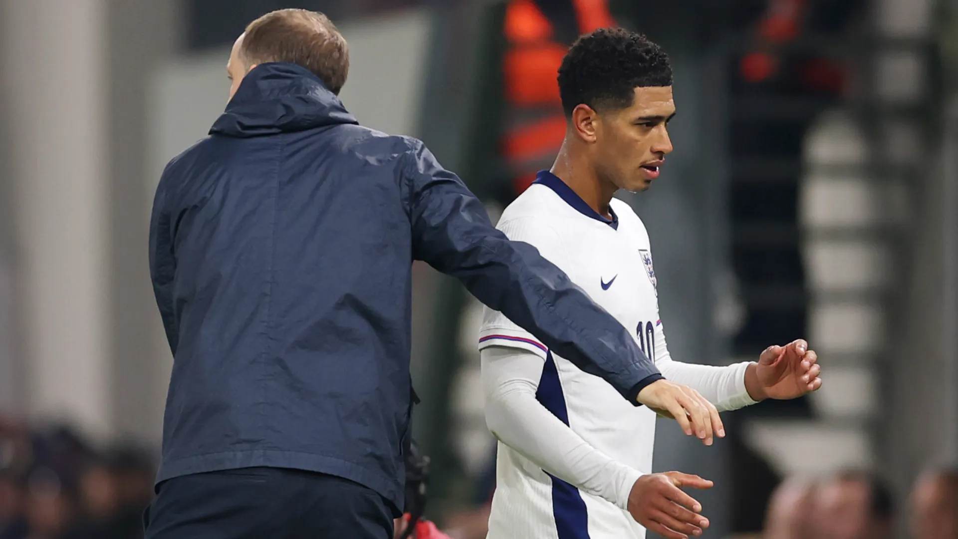 England's Thomas Tuchel and Jude Bellingham