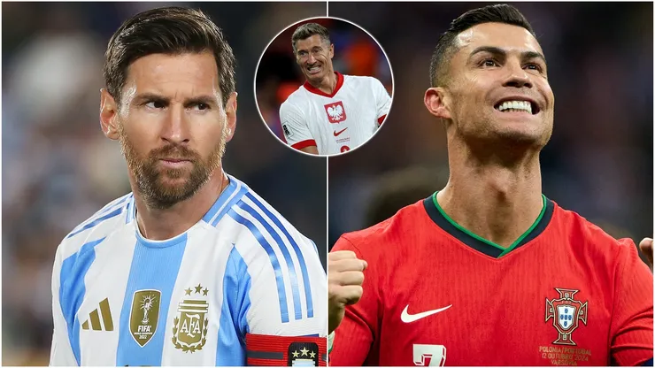 Robert Lewandowski of Poland, Lionel Messi of Argentina and Cristiano Ronaldo of Portugal.