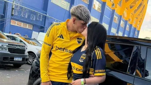 Palacios con su pareja en La Bombonera